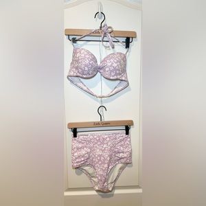Aerie Swimsuit (36B/ Medium), Lilac Color, Two Piece/Bikini, Push-up, High Waist